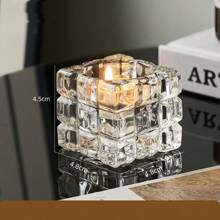 1 件多功能玻璃蜡烛装饰品，适合家庭使用，适合餐桌。透明水晶蜡烛，非常适合在欧式婚礼场景中营造浪漫氛围。