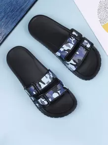 男士奢华迷彩和千鸟格印花拖鞋，时尚休闲学生防滑沙滩拖鞋