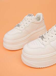 Women's Thick Sole Sneakers, Spring & Autumn New Breathable Comfortable Versatile White Casual Shoes, Height Increasing