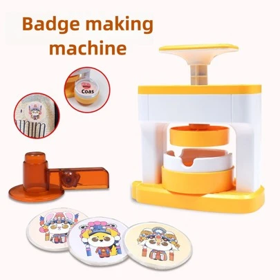 Set de fabricante de insignias 1 Máquina DIY para hacer botones redondos con 48 patrones y 48 piezas de botón Máquina bonita para hacer broches con ciertos patrones de color al azar