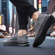 Men's Summer Plus Size Slip-On Mesh Shoes, Breathable Mesh Upper Casual Running Shoes For Elderly, Lightweight And Soft Air Cushion Shoes For Elderly