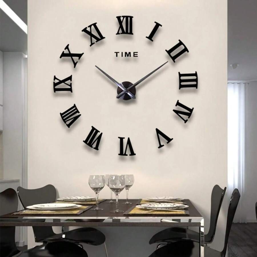 3D Acrylic Digital Wall Clock Roman Numerals Design Mirror Wall Clock Fashion Large Round Wall Clock DIY Self Adhesive Clocks Large 3D Wall Clock DIY Creative Mirror Surface Wall Decorative Sticker Watch 36inch Frameless Home Decor Back To School Room Decor School Supplies - Multicolor - View 1