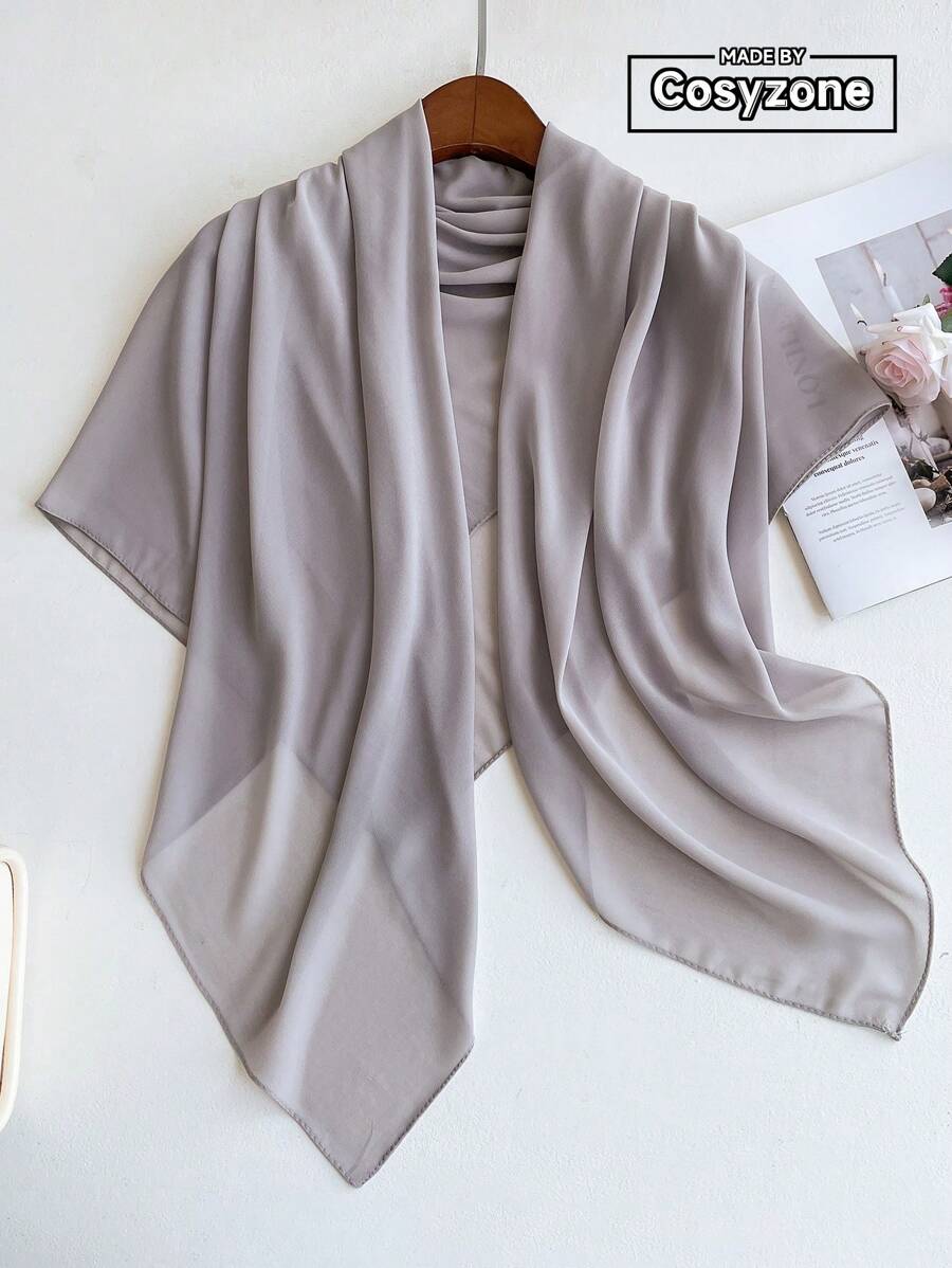 1条女士简约纯色110厘米雪纺方巾/头巾，轻盈透气，适合夏季日常装饰或搭配连衣裙