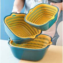 6/2 pièces, Passoire, Panier à double égouttage, Panier de passoire en plastique, Panier de lavage réutilisable, Passoire de cuisine, Panier de lavage de fruits et légumes, Fournitures de cuisine, Ustensiles de cuisine, Accessoires de cuisine