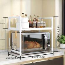 A Versatile Metal And Plastic Storage Rack, Shelving Rack, Baking Rack - Countertop Layered Kitchen Storage Organizer, Double-Sided Shelf With Hooks, No Power Required, Available In Black And White, With Two - And Three-Tier Options For Kitchen, Living Room, Bathroom And Lab Storage Racks. - Multicolor - View 4