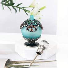 1 个 25 毫升手绘花卉图案香水瓶，可容纳香水和精油，便携可重复使用，适合家居装饰和旅行，是送给女性和女孩的完美礼物（空的，没有香水）