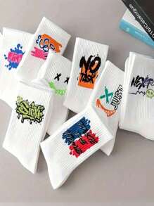 10 pares de meias femininas de cor variada, grafite, cano médio, moda versátil, macia, confortável, casual para o dia a dia