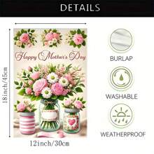 1pc Happy Mother's Day Garden Flag, Size 12x18 Inches, Floral Design, Multipurpose Home & Outdoor Decor, Fits Standard Flagpole Double Sided Waterproof Flag, No Flagpole Included