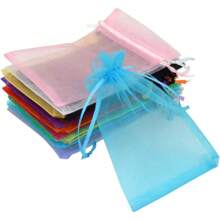 Organza Gift Bags - Mixed Color, Satin Drawstring Organza Small Pouches For Wedding Party, Jewelry, Watch Packaging