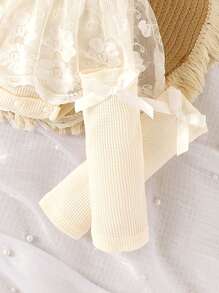 1pc Baby Girl Cute Short Sleeve Lace Mesh Frill Hem Bodysuit, Lightweight Summer