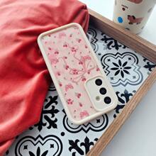 1 件粉色 Ditsy 花卉蝴蝶结设计创意可爱卡通软手机壳，带花卉印花，哑光白色镜头框架阶梯式保护，兼容三星/Galaxy/OPPO/VIVO//Honor/Realme 手机，防水防震防摔防刮 - 彩色 - 查看 6