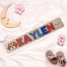 Custom Beech Wood Name Puzzle Board, Easter Gift, Name Puzzle, First Birthday Gift, Personalized Wooden Name Puzzle Board, Unique Name Puzzle, Early Learning Toy For Baby Boy Or Girl, Halloween Thanksgiving Christmas Gift, Baby Name Puzzle,Multi-Functional,Reusable,Ornamental,Exquisite,Stylish,Adorable,Colorful,Cute,Funny,Custom,Personalized,Customized,Unique,Ideal Gifts For Her,Ideal Gifts For Him,For Anniversaries,For Birthdays - Pink Alphabet Puzzle (with Two Patterns) - View 3