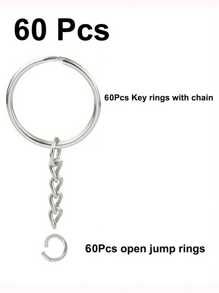 10/30/60 unidades Anillos partidos con cadenas, piezas de llaveros plateados con aros abiertos a granel de 1 pulgada/25mm para manualidades de llaves de pequeños negocios - Multicolor - Ver 14
