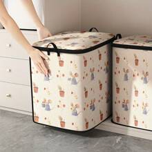 Large Capacity Foldable Storage Box With Cute Mouse And Floral Print - Non-Woven Fabric Storage Bin For Blankets, Quilts And Clothes - Waterproof Zipper Closure - Ideal Easter Gift, Perfect For Home Organization | Playful Design | Zippered Storage Bin