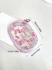 1PC Portable Mini Transparent Zipper Storage Bag, Bag Accessiores Compact Multifunctional Organizer, Headphone And Charger Case With Keychain, Transparent Travel Accessories, Available In Black And White Colors, Exquisite And Compact, Suitable For Storing Small Items, Data Cable Storage Bag, Bracelet Bag, Makeup Bag