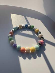 1 串定制 DIY Love Jones 果冻珠波西米亚风格甜美手链，适合日常佩戴、旅行、度假、派对、情侣 - 星星 - 查看 2