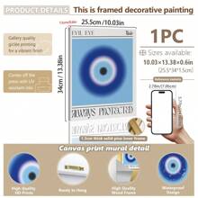 1 pieza, Cuadro colgante de lienzo, Enmarcado, Póster, Arte de pared, Póster de arte de pared abstracto de ojo malvado - Decoración de hogar azul moderna Pintura de lienzo para sala de estar, dormitorio, baño, oficina en casa, salón de clases - Decoración artística, Regalo de estilo clásico para cumpleaños y graduación - Multicolor - Ver 16