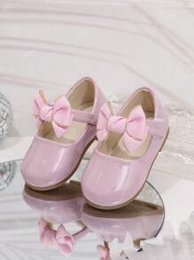 Chaussures de princesse pour filles, chaussures en cuir synthétique à semelle souple pour printemps & automne, nouvelles chaussures pour enfants, décoration de nœud en perles pour l'été - Rose bonbon - Voir 7