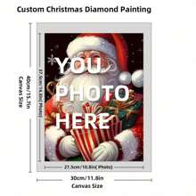 Customizable 11.8"X15.7" Diamond Painting Kit, Personalized Santa Claus Photo Art, Square & Round Acrylic Rhinestones, DIY Home Wall Decor, Unique Gift Idea - Multicolor - View 3