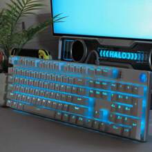HP 惠普机械键盘鼠标套装游戏专用有线电竞青轴黑轴茶轴红轴lol吃鸡笔记本台式办公男女生金属面板人体工学全键无冲突冷光效果白蓝光黑混光USB接口 - 彩色 - 查看 4