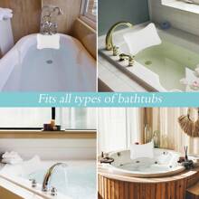 1pc Powerful Suction Cup Bathtub Pillow | Home SPA Grade Neck Support Massage Bath Cushion | Waterproof & Mildew-Resistant Material, Fits Round/Square Tubs & Hot Soak Buckets | Removable & Washable Relaxing Shoulder Neck Head Rest | Bathroom SPA Gift Bathroom Decor Fall Decor Bathroom Accessories Back To School - Multicolor - View 3