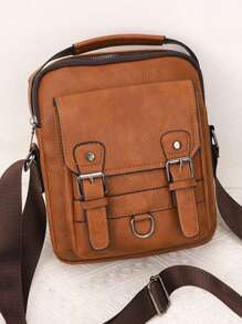 Vintage Vertical Shoulder Bag, Crossbody Bag For Men, Business Handbag With Wallet, New Men's Leather Bag College Bag Office Bag Sling Bag - Multicolor - View 6