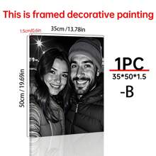 1pc Personalized Frameless Black And White Canvas Print, Custom Couple Photo Wall Art, Fashion Theme, Crafted Family Memories, Ideal For Christmas, Halloween, Easter, Valentine's Day, National Day Decor - 1Pc - View 12