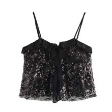 ZEVITY Women's Fashionable Sequin Patchwork Camisole Top For Summer