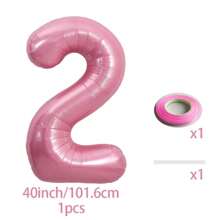 33 件/套马卡龙粉色数字气球柱，40 英寸，大尺寸粉色铝箔数字气球配雏菊铝箔气球，适用于雏菊主题生日、婚礼、母亲节装饰、生日气球、女性周年纪念装饰。婚礼，性别揭晓（0-9）