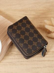 Cartera de monedas versátil y de moda, portamonedas con doble cremallera y organizador de tarjetas múltiples para almacenamiento de tarjetas de crédito, minimalista y ligero, moderno, para negocios, como regalo de aniversario, Navidad, San Valentín, cumpleaños, para mujeres, niñas, señoras, femenino, útiles escolares para dormitorio escolar y vuelta al colegio - Café - Ver 3