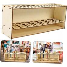 宽敞的现代木制刷架 - 多槽收纳架，配有可拆卸艺术刷架，工作室和家庭艺术家工具存储，经典风格，不防水，绘画艺术用品 - 彩色 - 查看 1