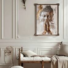 1 件，帆布悬挂，带框，海报，墙壁艺术，油画艺术，冥想姿势中的宁静佛像，现代简约风格，古铜饰面 - 非常适合客厅、卧室、家庭办公室装饰 - 增添宁静的宗教氛围 - 彩色 - 查看 10