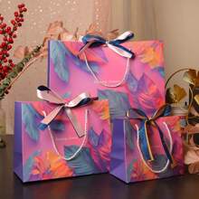 2pcs Colorful Gift Bags, Cosmetic Packaging Bags, Universal Paper Bags With Ribbons - Multicolor - View 2