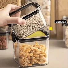 1/2pcs Storage Containers, Multi-Purpose, Airtight Food Storage Containers With LIDS, Portable And Stackable Food Airtight Containers For Sugar, Flour, Tea And Grains, Kitchen Storage And Storage, Kitchen Accessories