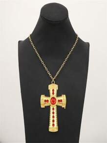 Modischer Schmuck für Herren und Damen, Totenkopf Halskette, vielseitiger Retro-Look, diamantbesetzter langkettiger Kreuz-Sweater, Zubehör für den Tag der Himmelfahrt Jesu