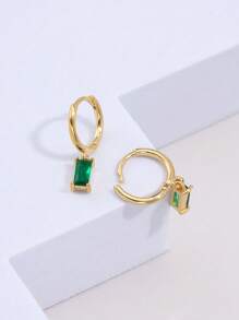 1 Pair Fashionable Copper Gold Plated Zirconia Earrings, Suitable For Everyday Wear