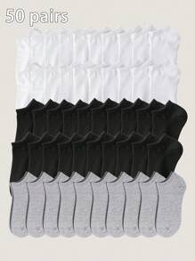 Juego de 3/10/15/20/30/50/100 pares de calcetines delgados y simples de colores negro, blanco y gris, calcetines invisibles, versátiles calcetines informales de verano para pareja, calcetines desechables de corte bajo
