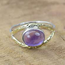 925 Sterling Silver And Brass Onyx Gemstone Jewelry Ring ~ December Month Birthstone ~ Natural Crystal Gemstone Ring ~ Gift For Valentine Day - 紫晶 - 查看 1