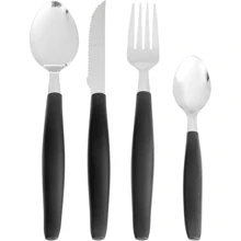 Conjunto Talheres 16 Peças Aço Inox Restaurante Garfo Faca Colher uso Geral Wincy - Preto - Visão 3