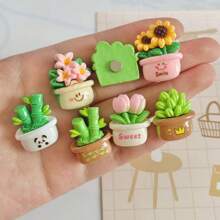 7pcs Green Plant Design Magnets - Vibrant Decor For Kitchen, Office Etc., Whiteboard, Cabinet, Storage Organizer, Classroom, Home, Kitchen, Office Cute And Fun Magnets, Oval Shape ABS Acrylic Kitchen Decor, Personalized Fridge Magnets, For Home, Office, Whiteboard, Storage Cabinet, Dishwasher, Christmas, Thanksgiving Holiday Gifts