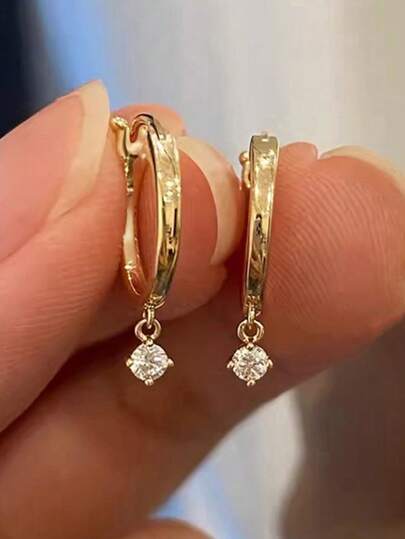 1 Pair Elegant Cubic Zirconia Waterdrop Earrings For Teens, Suitable For Daily Decoration, Party Jewelry Or Birthday Gift