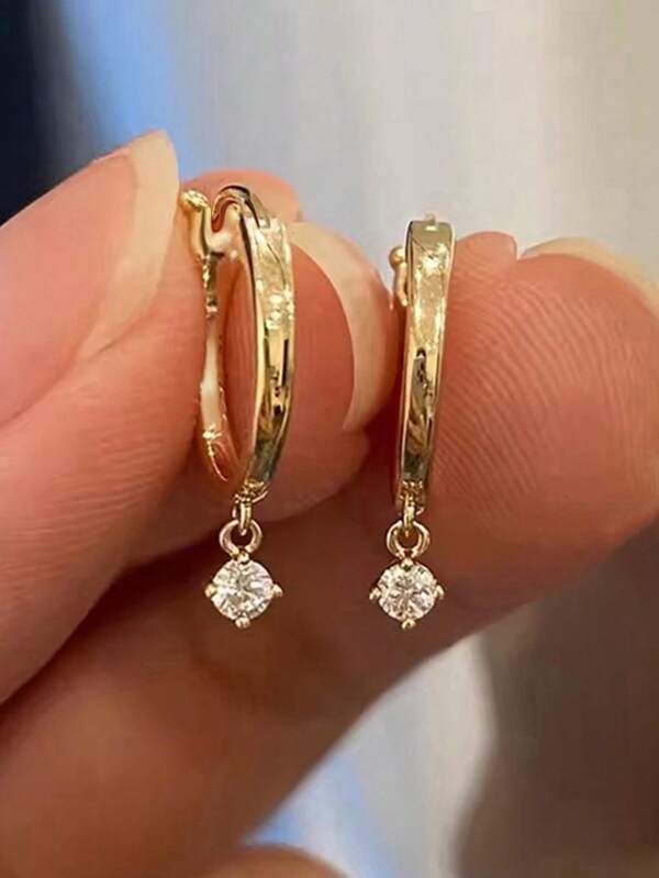 1 Pair Teen Pretty Cubic Zirconia Drop Earrings For Daily Decoration For Party Jewelry Birthday Gift