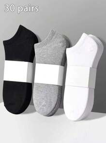 Juego de 3/10/15/20/30/50/100 pares de calcetines delgados y simples de colores negro, blanco y gris, calcetines invisibles, versátiles calcetines informales de verano para pareja, calcetines desechables de corte bajo