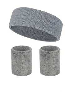 3-Piece Solid Color Polyester Sports Wristband And Headband - Breathable All Season Polyester Knit, 2pcs Wrist Guard, 1pc Headband Sweat Band, Sweat Proof Portable, Suitable For Basketball, Badminton, Tennis, Baseball, Hiking Sports Accessories, Unisex