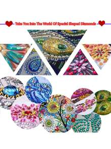 DIY 钻石画套件、不对称形状钻石装饰、亚克力吊坠、季节性树木设计