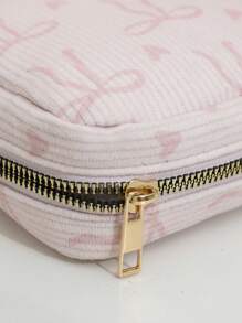 1 PC Fashion Full Printed Bow Printed Wick Sanitary Napkin Storage Bag Mini Cosmetic Bag, Multifunctional Sanitary Napkin Storage Bag Small Square Bag, Small Cosmetic Travel Bag Toiletries Storage Bag For Women/Girls, Cute Zipper Bag Coin Purse College Style Suitable For School, Work, Travel, Cosmetic Bag, Cosmetic Bag, Skin Care Bag, Toiletry Bag, Packaging Box, Travel Supplies - Multicolor - View 6