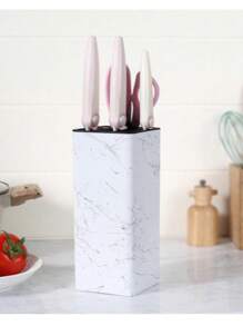 1pc Household Kitchen Square Faux Wood Knife Block