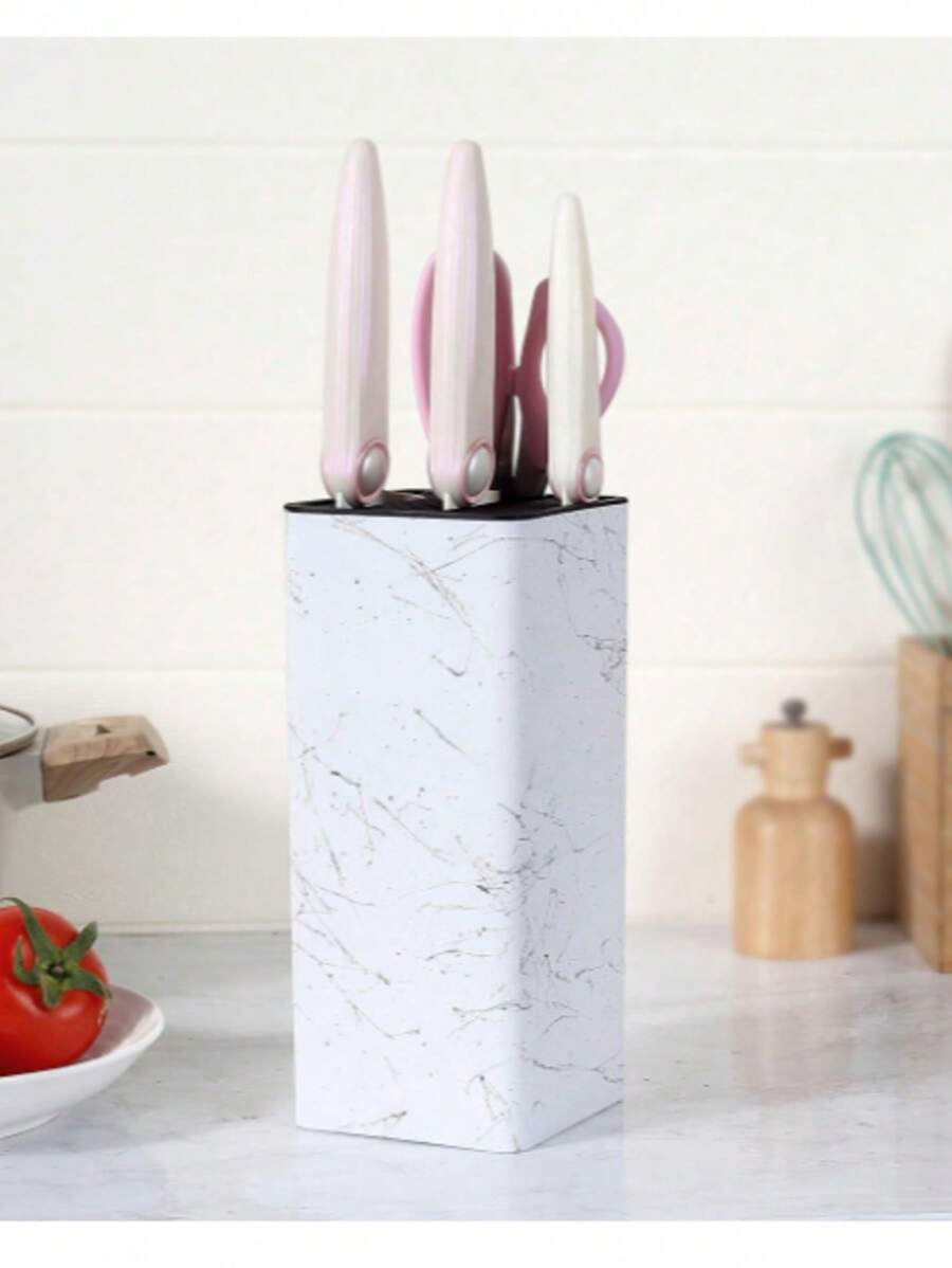 1pc Household Kitchen Square Faux Wood Knife Block