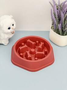 Pet Supplies Slow Feeder Dog Bowl, Bone Shaped Candy Color Cat Slow Feeding Bowl
