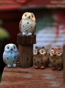 1/2/4pcs Resin Mini Owls, Miniature Figurines, Fairy Garden Accessories, Supplies, Animals For Garden, Micro Landscape, Plant Pots, Bonsai Craft Decor